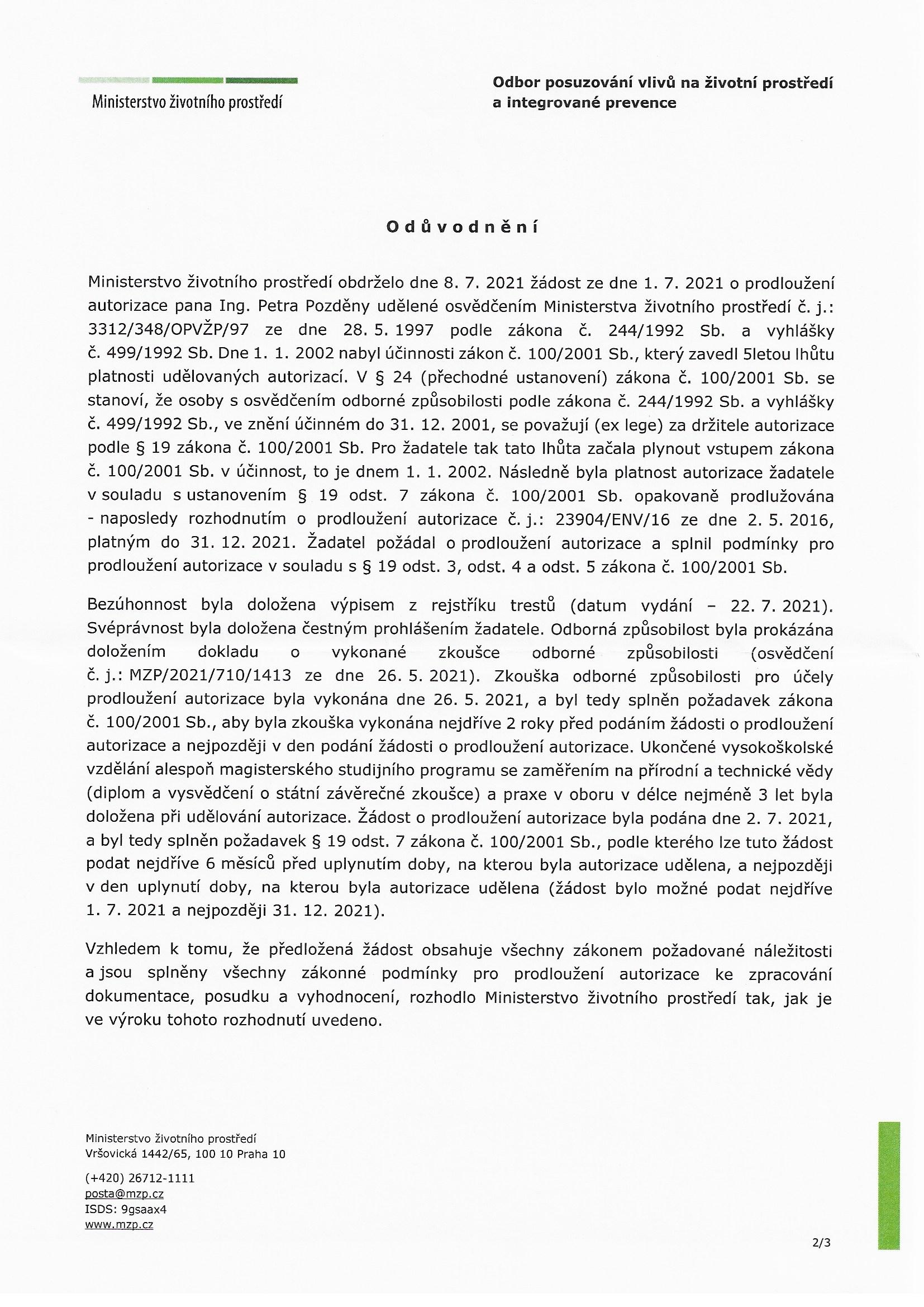 Rozhodnutí MŽP — strana 2
